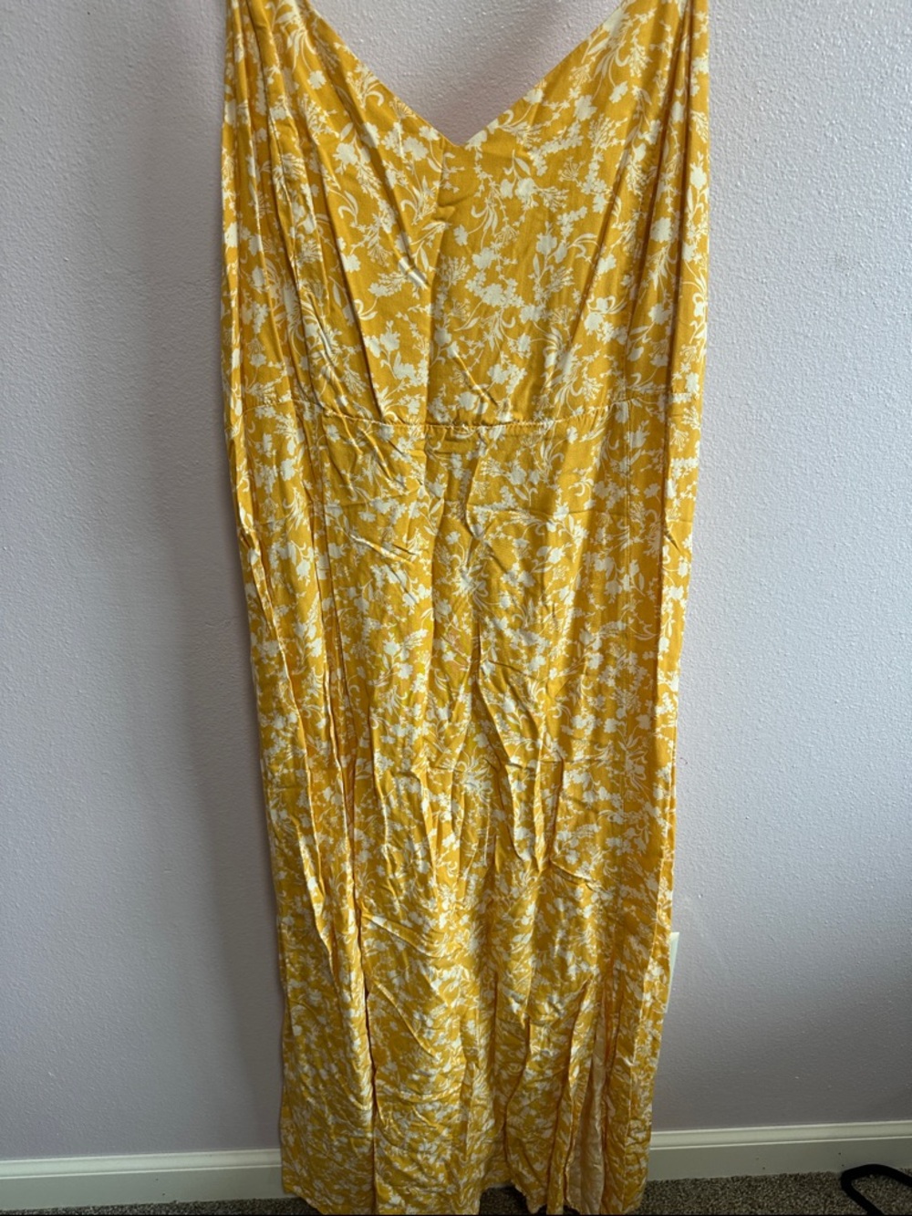 Old Navy Yellow Floral Midi Slip Dress - Picture 2 of 5